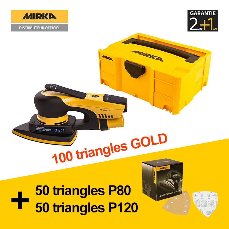 Offre speciale Mirka DEOS 663CV DELTA + 100 triangles abrasifs Gold